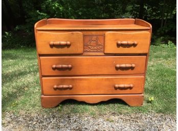 Antique Maple Four Drawer Clipper Ship Chest