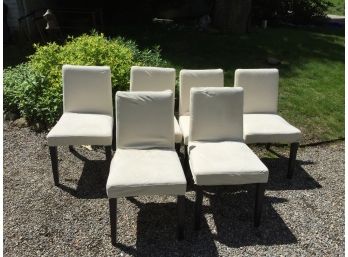 Set Of Six Slipcovered Dining Chairs