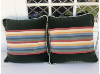 Pair Of Velvet Striped Pillows