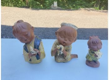 3 Japanese Imported Figurines Looks To Be Terra-cota