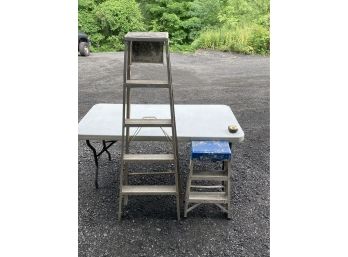 Two Aluminum Step Ladders 6 & 2 Great Shape
