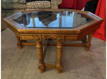 Octagon Glass Top Coffee Table 36 Inches W X 16.5 Inches H
