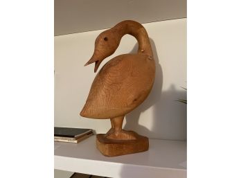 13 Inch H Wooden Carved Duck