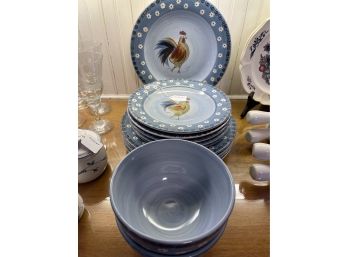 Hand Painted Gibson Rooster Motif China 12 Piece Set