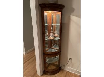 Corner Curio Cabinet With Glass Shelves And Display Light