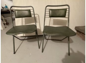 Pair Of Vintage Verve Green Folding Chairs