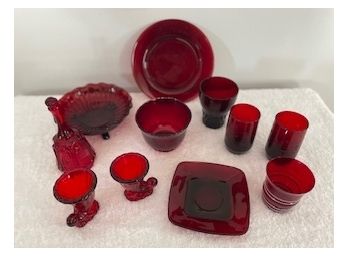 Eclectic Mix Of Vintage Cranberry Glass