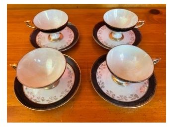 Vintage Hand Painted Lefton China - Set Of 4 Cups And Saucers.