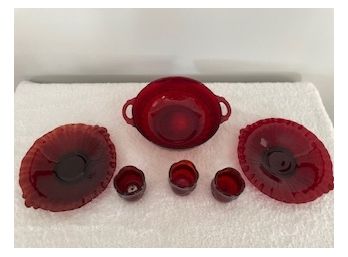 Lot Of Vintage Cranberry Glass