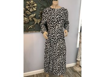 ZARA Sophistication Black And White Polka Dot Dress