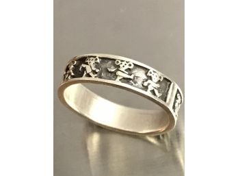 Sterling Silver Grateful Dead Style Dancing Bears Ring Band