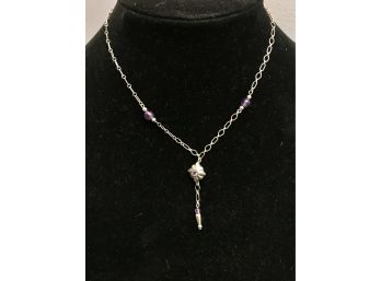 Pretty Sterling Silver Necklace With Purple Stone