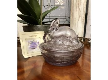 Vintage Longaberger Glass Easter Bunny Dish