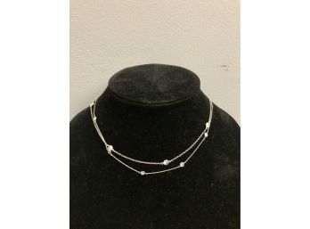 Pair Of Stylish Sterling Silver And Cubic Zirconia Necklaces