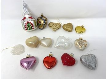 Collection Of Glass Heart Ornaments