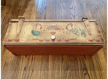 Vintage Rooster Farmhouse Large Wooden Storage Box