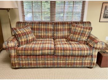 Craftwork Plaid Two-cushion Loveseat With Down Cushions