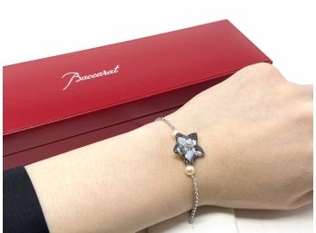 Baccarat Crystal Blossom, Pearl, Sterling Silver Bracelet