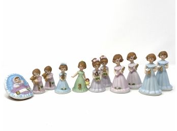 Vintage Enesco Growing Up Birthday Girls Figurine Collection