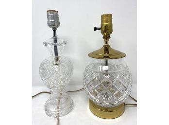 Pair Of Vintage Waterford Cut Glass Lamps