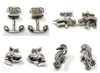 Robin Rotenier Sterling Silver Cufflinks, Four Pairs