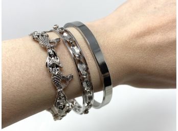 Three Silver-tone Bracelets