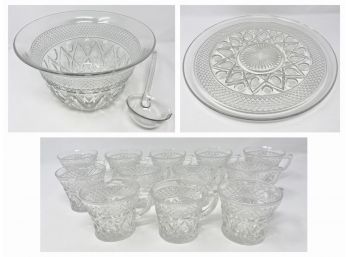 Vintage 15-piece Glass Punch Bowl Set