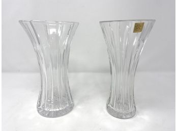 Stuart Handcut Crystal Made In Poland Vase Pair