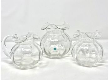 Tiffany & Co. Ruffled Edge Short Pitcher And Two Vases