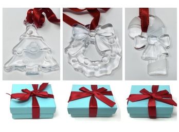 New And Unused Tiffany & Co. Crystal Ornaments - Set Of 3