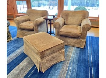 Pair Of Club Chairs And Ottoman