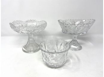 Cut Glass Bowl And Candy Dishes