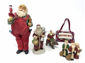 Collection Of Santa Claus Decor Items