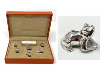 Saint Hilaire Paris Silver Plate Frog Place Card Holders In Box