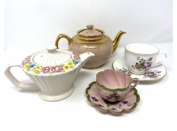 Mixed Vintage Teapots, Teacups, And Saucers (3)