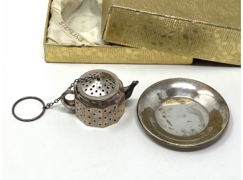 Spritzer And Fuhrmann Vintage Sterling Silver Tea Infuser With Tray