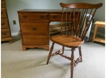 Vintage Maple Desk And Spindle Back Chair