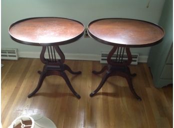 Pair Harp Base Side Tables
