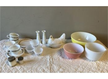 Vintage Purex, Milk Glass & Red Eye Hen Dish Lot