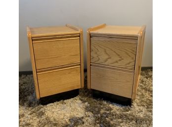 Pair Of Modern Oak, Solid Wood, Night Stands