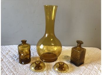 Vintage Amber Glass Deco Lot