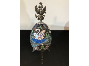 Crowned With Double Headed Eagle Russian Sterling Egg