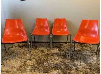 Set Of 4! Krueger Fiberglass And Chrome Chairs