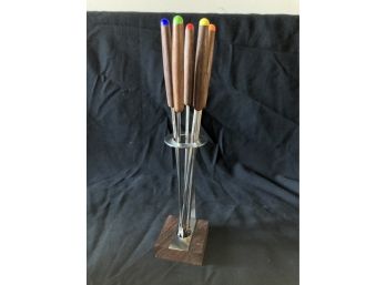 Mid Century Teak Fondue Forks