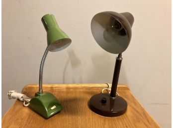 Lot Of Two Goose Neck Table Top Lamps