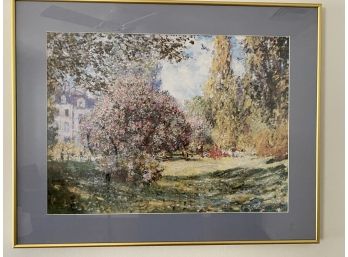 Framed Monet Landscape In Gold-Tone Metal Frame