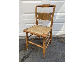 Vintage Hitchcock Chair, Rush Seat, Fruit Detailing