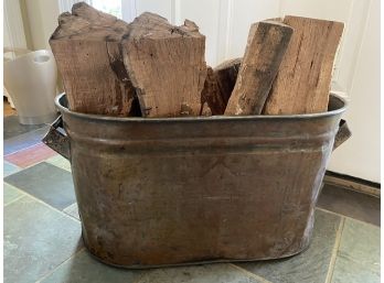 Oblong Copper Bucket With Handles