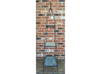 Plant Stand In Wrought Iron & Slate