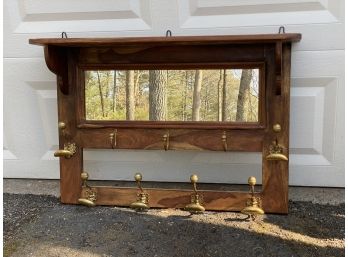 Vintage-Style Wall-Mounted Coat  & Hat Rack With Mirror